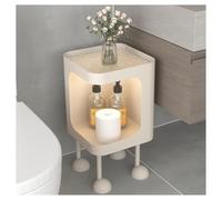 HJLKDYM Scaffale Angolare Organizer, Tavolino E Comodino con Contenitore, Scaffale Portaoggetti per Bagno con Basi Camere da Letto, Soggiorni, Luci LED con Sensore(Beige-B,35x35x50cm)