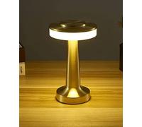 HJLRR Lampada da Scrivania a LED Senza Fili, Lampada da Comodino in Metallo Oro, 3 Colori, Regolazione Continua