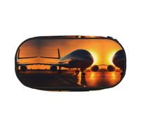HJLUUFT Airplane at sunset stampa astuccio semplice robusto multifunzionale matita borsa ufficio cancelleria organizzatore