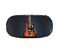 HJLUUFT arancione chitarre elettriche stampa Pencil Case Semplice Robusto Multifunzionale Matita Bag Ufficio Cancelleria Organizzatore