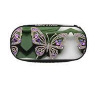 HJLUUFT Astuccio con stampa a farfalla con strass, semplice e robusto, multifunzionale, per cancelleria da ufficio