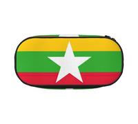 HJLUUFT Astuccio con stampa bandiera del Myanmar, semplice e robusto, multifunzionale, per cancelleria da ufficio