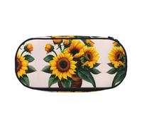 HJLUUFT Astuccio con stampa di girasole e rosa, semplice e robusto, multifunzionale, per cancelleria da ufficio