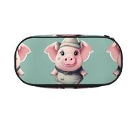 HJLUUFT Astuccio con stampa di maiali carini, semplice e robusto, multifunzionale, per cancelleria da ufficio