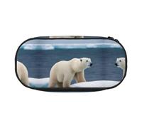 HJLUUFT Astuccio con stampa orso polare semplice e robusto astuccio multifunzionale per cancelleria da ufficio