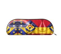 HJLUUFT Astuccio in pelle semicircolare con bandiera del Venezuela per penne e trucchi, elegante astuccio per ufficio, viaggi e uso quotidiano, Oro, Taglia unica, Arte