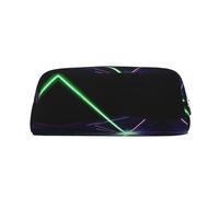 HJLUUFT Astuccio in pelle semicircolare con luci laser, portatile, da viaggio, per trucchi, ideale per matite e trucchi e per riporre tutti i giorni