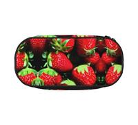 HJLUUFT Astuccio per matite con stampa a fragola, semplice e robusto, multifunzionale, per cancelleria da ufficio