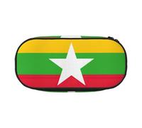 HJLUUFT Astuccio per matite con stampa bandiera del Myanmar, per ufficio, università, scuola, uso quotidiano