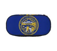 HJLUUFT Astuccio per matite con stampa bandiera del Nebraska, semplice e robusto, multifunzionale, per cancelleria da ufficio