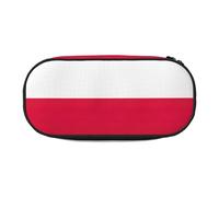 HJLUUFT Astuccio per matite con stampa bandiera polacca semplice e robusto astuccio multifunzionale per cancelleria da ufficio, Nero, One Size, Carino