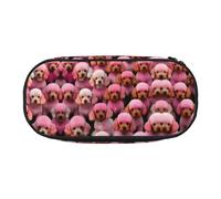 HJLUUFT Astuccio per matite con stampa di barboncini rosa, semplice e robusto, multifunzionale, per cancelleria da ufficio