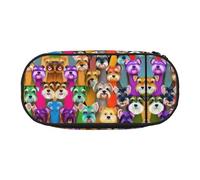 HJLUUFT Astuccio per matite con stampa di cani Schnauzer a olio, semplice e robusto, multifunzionale, per cancelleria da ufficio