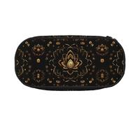 HJLUUFT Astuccio per matite con stampa di fiori di loto dorato, semplice e robusto, multifunzionale, per cancelleria da ufficio