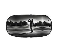 HJLUUFT Astuccio per matite con stampa di golf in bianco e nero, semplice e robusto, multifunzionale, per cancelleria da ufficio