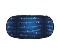 HJLUUFT Astuccio per matite con stampa di note musicali blu, semplice e robusto, multifunzionale, per cancelleria da ufficio