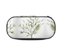 HJLUUFT Astuccio per matite con stampa di ramoscello verde naturale, semplice, robusto, multifunzionale, per cancelleria da ufficio