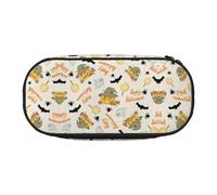 HJLUUFT Astuccio per matite con stampa di zucca e gufo di Halloween, semplice e robusto, multifunzionale, per cancelleria da ufficio