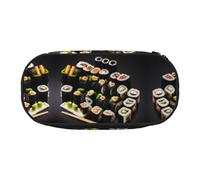 HJLUUFT Astuccio per matite con stampa giapponese di sushi nero, semplice e robusto, multifunzionale, per cancelleria da ufficio