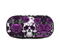 HJLUUFT Astuccio per matite con stampa scheletro rosa viola, semplice e robusto, multifunzionale, per cancelleria da ufficio