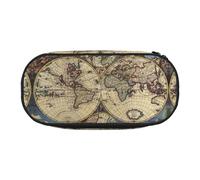 HJLUUFT Astuccio portamatite con mappa antica del mondo, semplice e robusto, multifunzionale, per cancelleria da ufficio