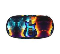 HJLUUFT Astuccio portamatite con stampa chitarra elettrica magica, semplice, robusto, multifunzione, organizer per cancelleria da ufficio, Nero , taglia unica, Carino