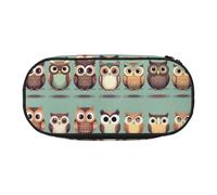 HJLUUFT Astuccio portamatite semplice e robusto con motivo gufi di cartone animato, multifunzionale, organizer per cancelleria da ufficio, Nero , taglia unica, Carino