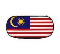 HJLUUFT Astuccio portamatite semplice e robusto con stampa bandiera della Malesia, multifunzione, organizer per cancelleria da ufficio, Nero , taglia unica, Carino