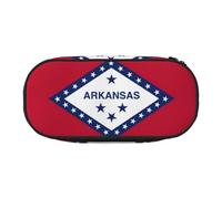 HJLUUFT Astuccio portamatite semplice e robusto con stampa bandiera dell'Arkansas, multifunzione, organizer per cancelleria da ufficio, Nero , taglia unica, Carino