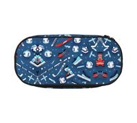 HJLUUFT Astuccio portamatite semplice e robusto con stampa hockey su ghiaccio, multifunzione, organizer per cancelleria da ufficio, Nero , taglia unica, Carino