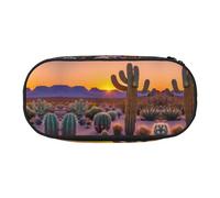 HJLUUFT Astuccio semplice e robusto con stampa cactus e tramonto, Nero , taglia unica, Carino