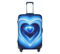 HJLUUFT Baby Blue Heart Print Travel Luggage Cover Protector Valigie Copertura Lavabile Bagagli Anti-Graffio, Nero , L