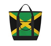 HJLUUFT Bandiera di Jamaicatote borsa con cerniera, borsa termica isolata, borse della spesa riutilizzabili, adatta per adulti per lavorare all'aperto, nero, taglia unica, Nero , Taglia unica