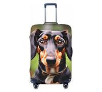 HJLUUFT Bassotto Weiner, copertura per valigia, con stampa di cani da compagnia, da viaggio, lavabile, antigraffio, Nero , M