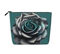 HJLUUFT Beauty case da viaggio con stampa di rose grigie color foglia di tè, trousse per trucchi da donna, accessori per articoli da toeletta, nero, taglia unica, Nero , Taglia unica