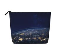 HJLUUFT Beauty case da viaggio con stampa View of Earth, borsa organizer per cosmetici, grande capacità, borsa da toilette per donne, nera, taglia unica, Nero , Taglia unica