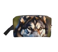 HJLUUFT Bella borsa da toilette con stampa husky per uomini e donne borsa organizer da viaggio per adulti porta stanza essenziale, bianco, Taglia unica