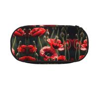 HJLUUFT Bella borsa per cosmetici con stampa di papaveri rossi Kawaii, astuccio per matite e gadget con cerniera