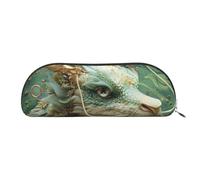 HJLUUFT Bella borsa portaoggetti semicircolare con drago verde, elegante astuccio e borsa leggera per il trucco, adatta per ufficio, vita e viaggi, Argento, Taglia unica, Arte