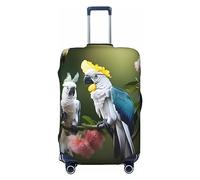 HJLUUFT Bella copertura per bagagli da viaggio con stampa di cacatua e fiori, lavabile, antigraffio, Nero , M
