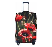 HJLUUFT Bella copertura per valigie da viaggio con stampa di papaveri rossi, lavabile, antigraffio, Nero , L