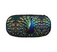 HJLUUFT Bellissimo astuccio con stampa di pavone, semplice e robusto, multifunzionale, per cancelleria da ufficio