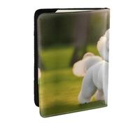 HJLUUFT Bichon Frise Dog on the Grass Print - Portafoglio in pelle per passaporto, unisex, custodia per passaporto da viaggio per famiglia, Nero , Taglia unica