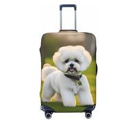 HJLUUFT Bichon Frise Dog on the Grass Print Travel Luggage Cover Protector Valigie Lavabile Copertura Bagagli Antigraffio, Nero , S