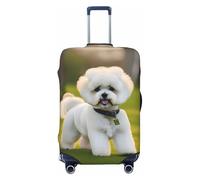 HJLUUFT Bichon Frise Dog on the Grass Print Travel Luggage Cover Protector Valigie Lavabile Copertura Bagagli Antigraffio, Nero , XL