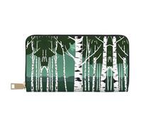 HJLUUFT Birch Trees Elegante portafoglio da donna, sottile e porta carte di credito, finta pelle e cerniera in metallo sicura, bianco, Taglia unica, classico