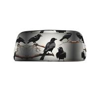 HJLUUFT Black Crow Birds on a Branch Premium Cross Grain Pencil Box & Makeup Bag - Versatile Storage per penne, cosmetici e molto altro, Argento, Taglia unica, ARTE