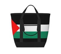 HJLUUFT Borsa con bandiera della Palestina con cerniera, borsa termica isolata, borse della spesa riutilizzabili, adatta per adulti per lavorare all'aperto, nera, taglia unica, Nero , Taglia unica