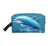 HJLUUFT Borsa da toilette con stampa delfino fuori dall'acqua per uomini e donne borsa organizer da viaggio per adulti porta stanza essenziale, bianco, Taglia unica