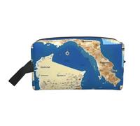 HJLUUFT Borsa da toilette con stampa della mappa della Grecia per uomini e donne Borsa da toeletta da viaggio per adulti, bianco, Taglia unica